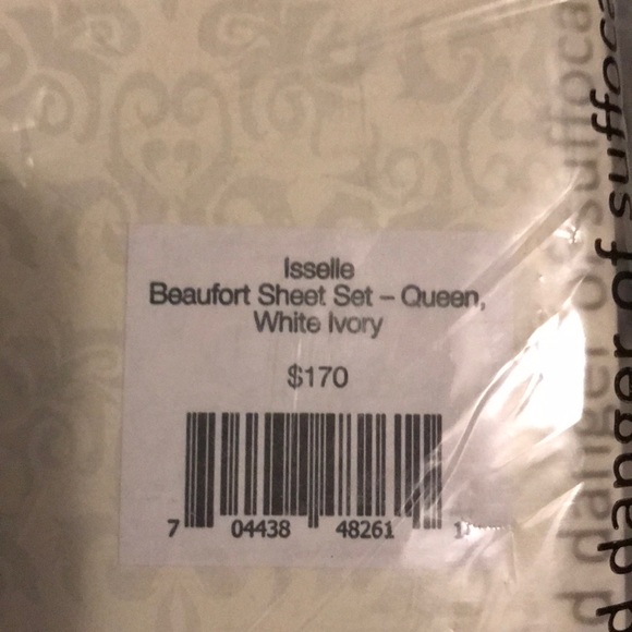 Isselle Beaufort sheet set Queen Slate white New - Picture 3 of 3